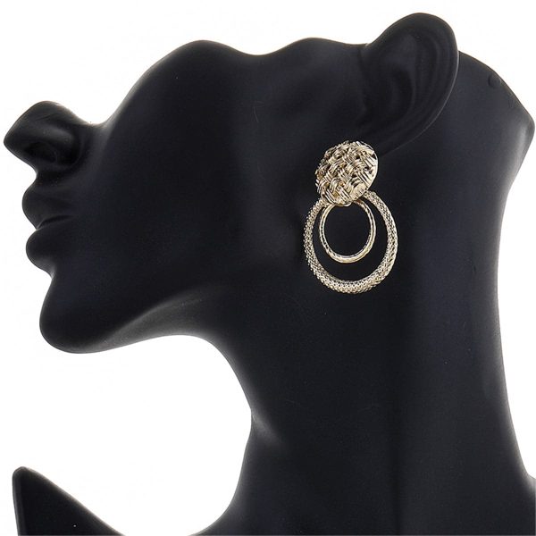 18K Gold-Plated Weave Hoop Drop Earrings on Sale