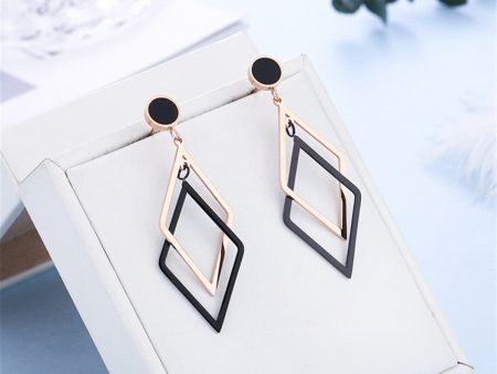 Black Acrylic & 18K Rose Gold-Plated Rhombus Drop Earrings Hot on Sale