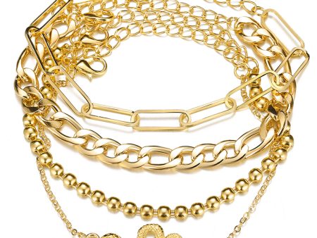 18K Gold-Plated Cable Chain Snake Anklet Set Hot on Sale