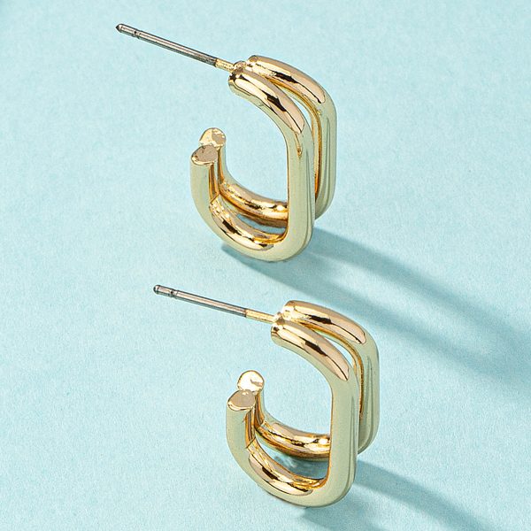 18K Gold-Plated Oval Huggie Earrings Fashion