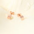 18K Rose Gold-Plated Cube Stud Earrings Supply