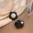 Black & White Floral Stud Earrings For Sale