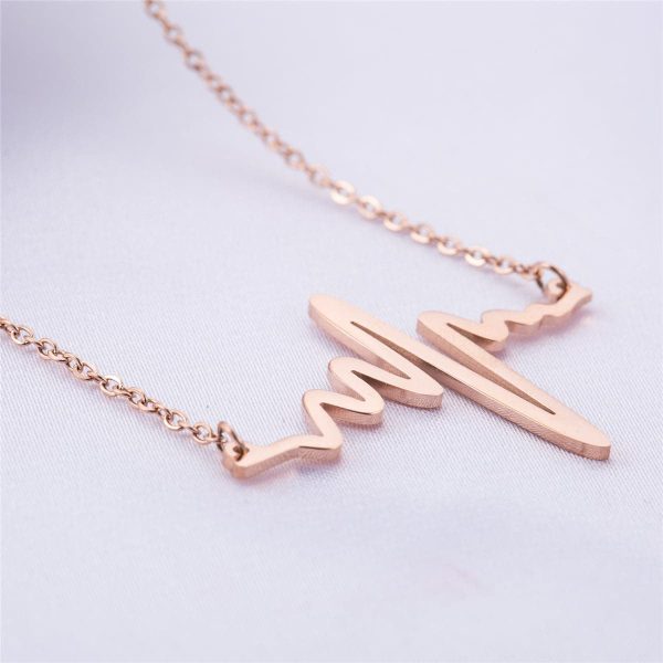 18K Rose Gold-Plated Heartbeat Pendant Necklace Online Hot Sale