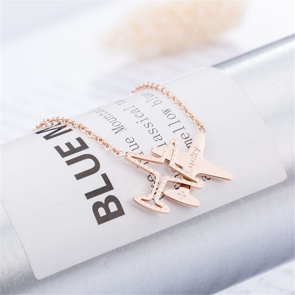 18K Rose Gold-Plated Airplane Pendant Necklace Cheap