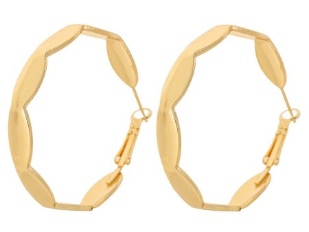 18K Gold-Plated Wave Hoop Earrings Online Sale