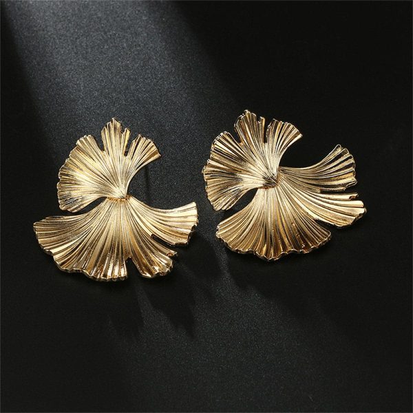 18K Gold-Plated Lotus Leaf Stud Earrings For Cheap