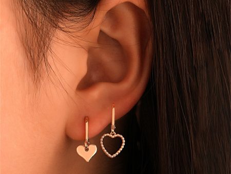 18K Gold-Plated Heart Mismatched Huggie Earrings Cheap