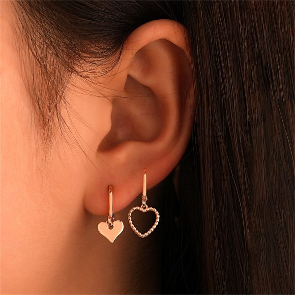 18K Gold-Plated Heart Mismatched Huggie Earrings Cheap