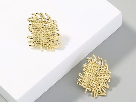 18K Gold-Plated Weave Stud Earrings Discount