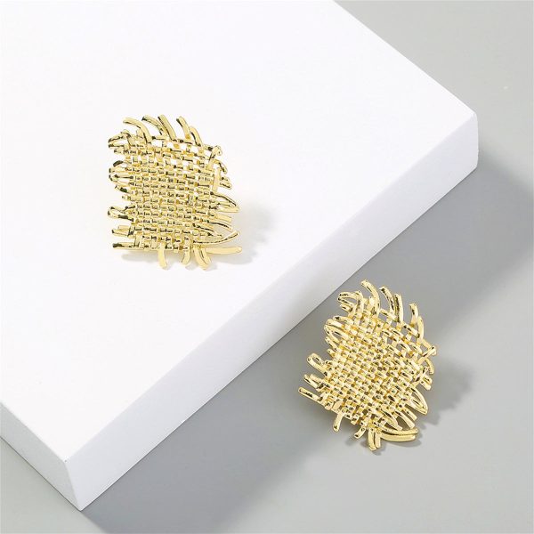 18K Gold-Plated Weave Stud Earrings Discount