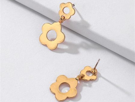 18K Gold-Plated Openwork Floral Drop Earrings Online Sale