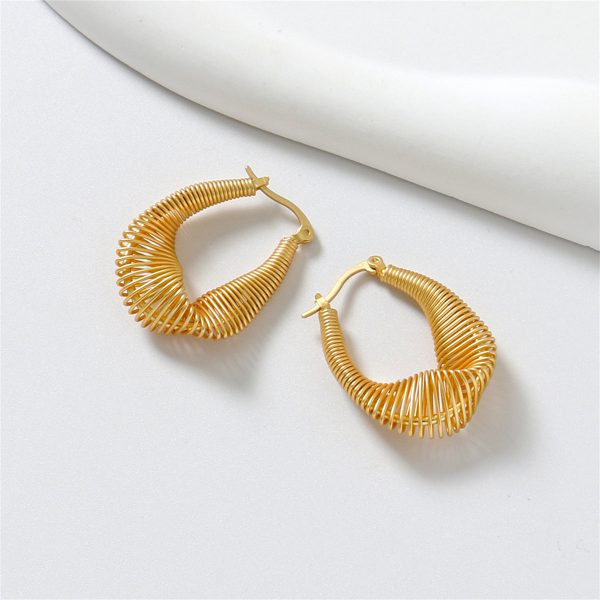 18K Gold-Plated Spring Huggie Earrings Online Hot Sale