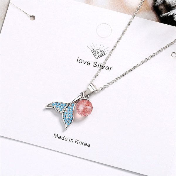 Strawberry & Cubic Zirconia Fishtail Pendant Necklace on Sale