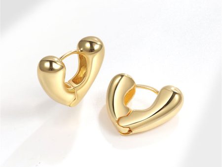 18K Gold-Plated Heart Huggie Earrings Online Sale