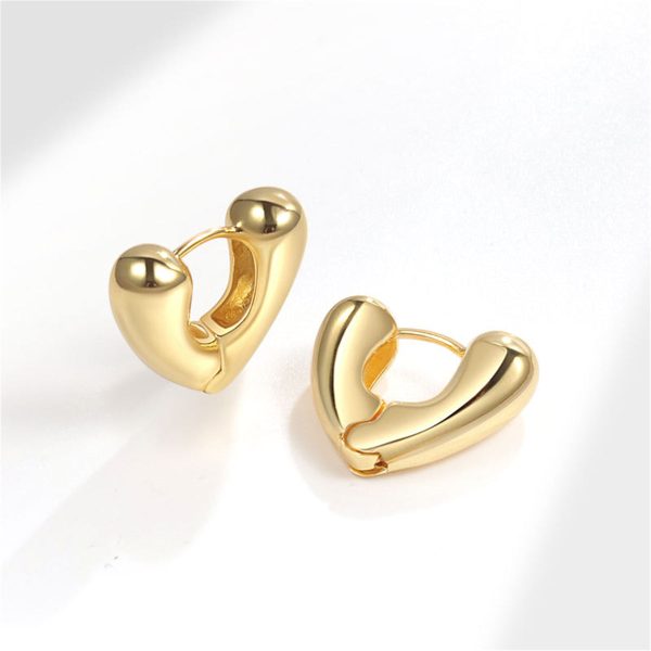 18K Gold-Plated Heart Huggie Earrings Online Sale