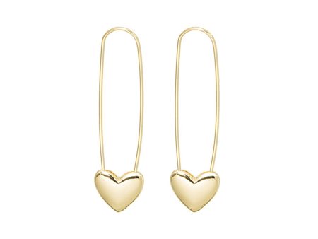 18K Gold-Plated Heart Pin Earrings Online Hot Sale