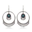 Turquoise & Silver-Plated Big Circle Drop Earrings Fashion