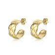 18K Gold-Plated C-Shape Quilt Pattern Huggie Earrings For Cheap