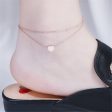 18K Rose Gold-Plated Heart Charm Layer Anklet For Cheap