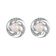 White Opal & Cubic Zirconia Vortex Stud Earrings For Cheap