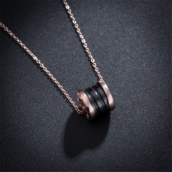 Black Ceramic & 18K Rose Gold-Plated Coil Pendant Necklace Hot on Sale