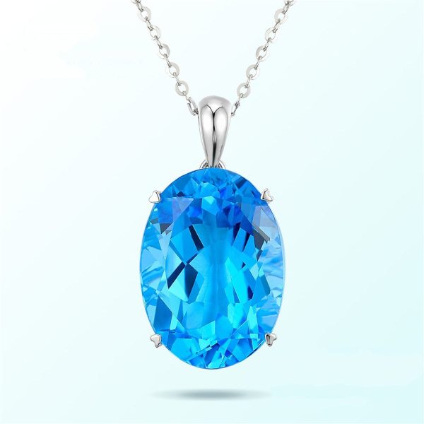 Blue Crystal & Silver-Plated Oval-Cut Pendant Necklace Hot on Sale