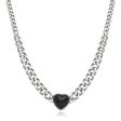 Black Resin & Silver-Plated Heart Pendant Necklace Supply