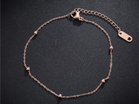 18K Rose Gold-Plated Beaded Station Anklet Online now