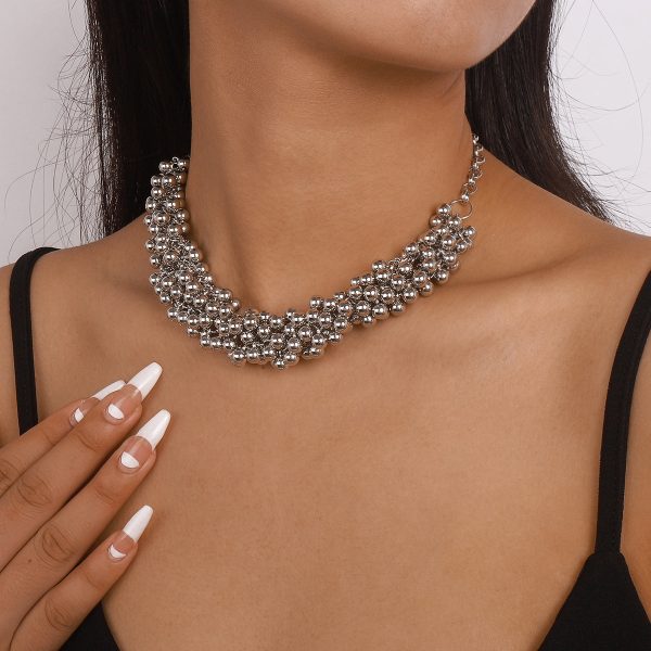 Silver-Plated Beaded Chain Necklace Discount