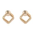 18K Gold-Plated Small Stacked Rhombus Stud Earrings For Cheap