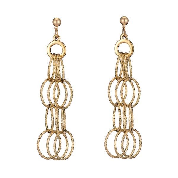 18K Gold-Plated Ring Chain Drop Earrings Supply