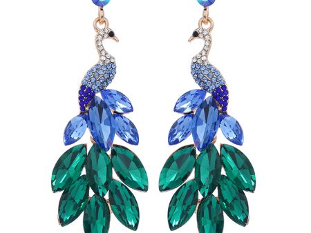 Blue & Green Crystal Cubic Zirconia Peacock Drop Earrings For Discount