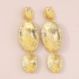 18K Gold-Plated Textured Oval Drop Earrings on Sale