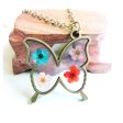 Blue & 18K Gold-Plated Pressed Flower Butterfly Pendant Necklace Sale