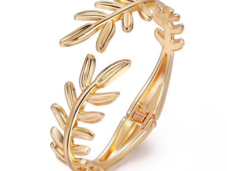 18K Gold-Plated Rattan Bypass Bangle Online now