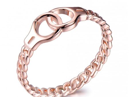 18K Rose Gold-Plated Handcuffs Ring Sale