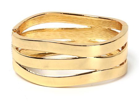 18K Gold-Plated Wave Layered Hinge Bracelet Hot on Sale