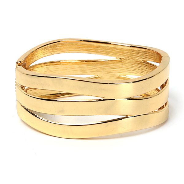 18K Gold-Plated Wave Layered Hinge Bracelet Hot on Sale