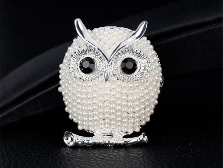 Cubic Zirconia & Silver-Plated Owl Brooch Fashion