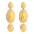 18K Gold-Plated Textured Oval Drop Earrings on Sale