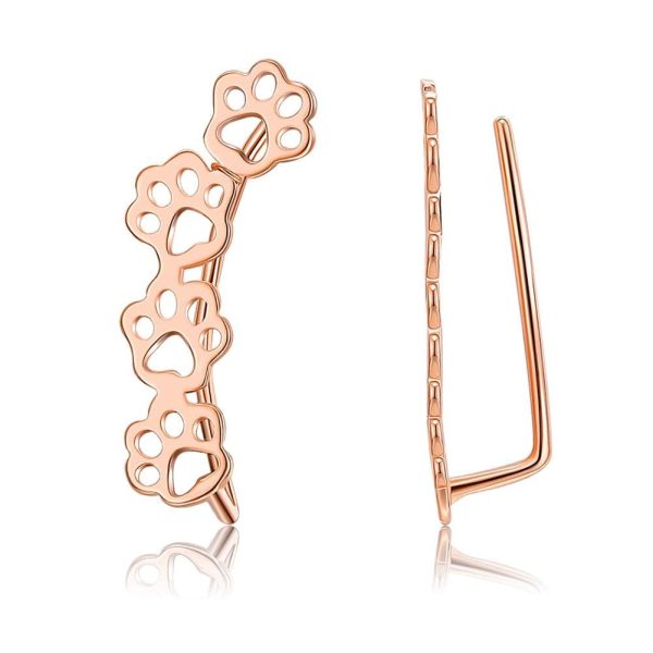 18K Rose Gold-Plated Paw Ear Climbers on Sale