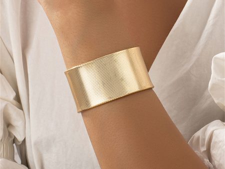 18K Gold-Plated Textured Cuff Bracelet For Sale