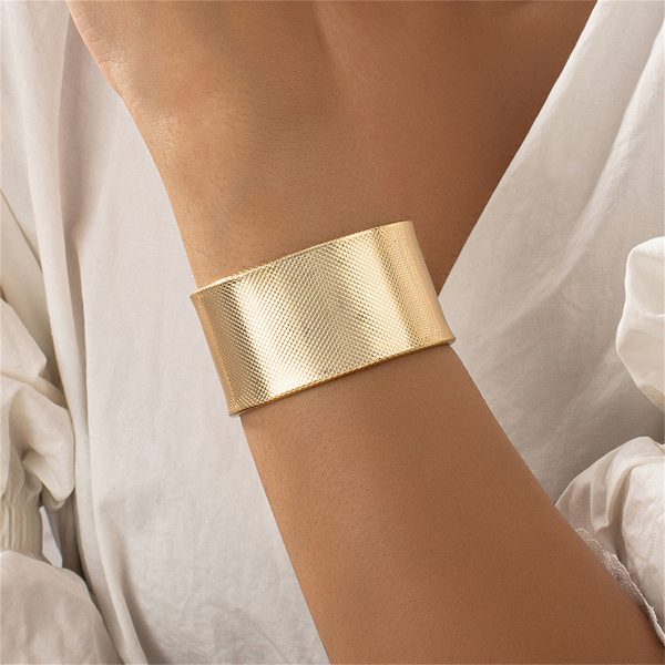 18K Gold-Plated Textured Cuff Bracelet For Sale