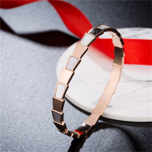 18K Rose Gold-Plated Ladder Bangle For Discount