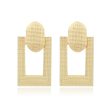 18K Gold-Plated Studded Open Rectangle Drop Earrings Online