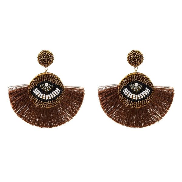 18K Gold-Plated & Brown Tassel Bead Drop Earrings Online now