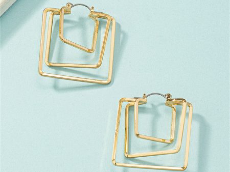 18K Gold-Plated Layered Square Leverback Earrings Online Hot Sale