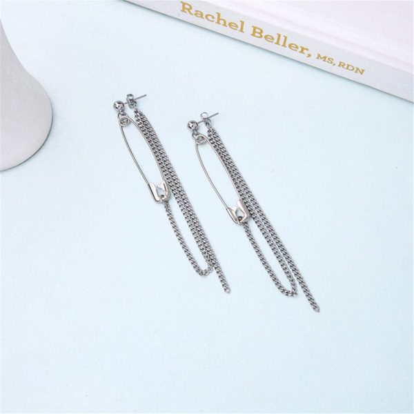 Silver-Plated Pin Tassel Drop Earrings Hot on Sale