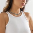 Blue Enamel & Silver-Plated Box Chain Necklace For Cheap