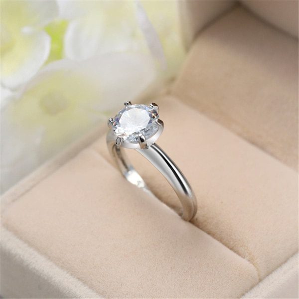 White Crystal & Silver-Plated Cocktail Ring Sale